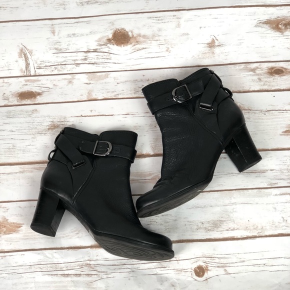 Clarks Shoes - Clarks Leather Black Heeled Booties